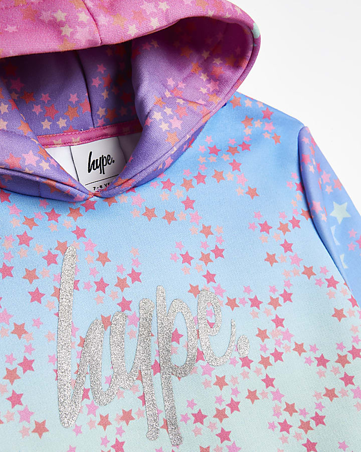 Girls pink HYPE star sparkle hoodie