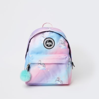 Girls pink Hype unicorn backpack River Island