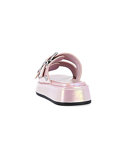 360 degree animation of product Girls Pink Iridescent Buckle slider Sandals frame-8