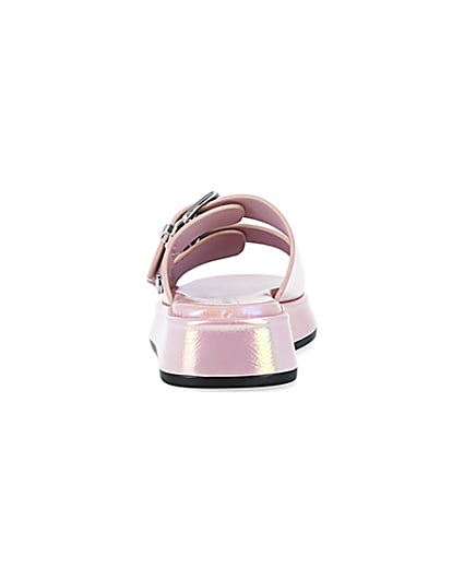 360 degree animation of product Girls Pink Iridescent Buckle slider Sandals frame-9