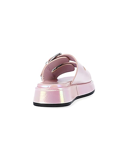 360 degree animation of product Girls Pink Iridescent Buckle slider Sandals frame-10