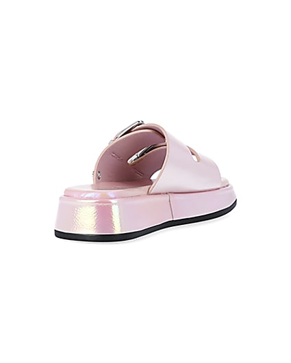 360 degree animation of product Girls Pink Iridescent Buckle slider Sandals frame-11
