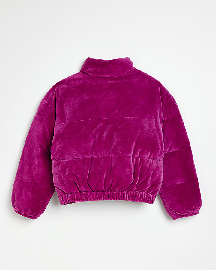 Girls Pink JUICY Couture Velour Puffer Coat