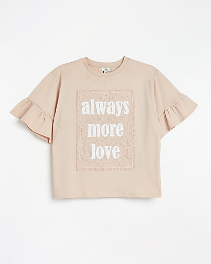 Girls pink lace graphic print t-shirt