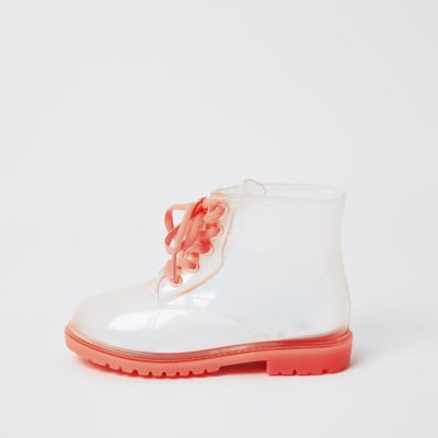 girls pink lace up boots