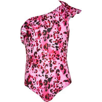 leopard one shoulder swimsuit