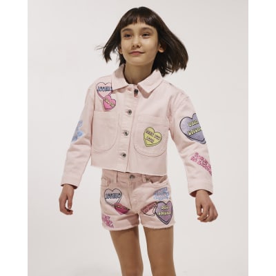 Girls Pink Love Heart Shorts