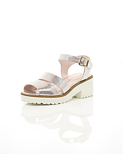 360 degree animation of product Girls pink metallic chunky sandals frame-0