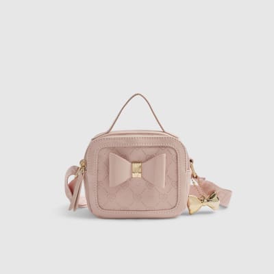Girls Pink Monogram Box Cross Body Bag