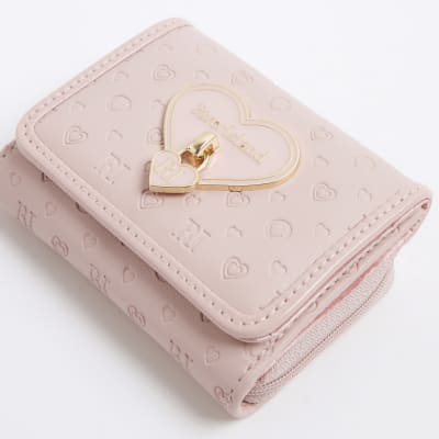 Girls Pink Monogram Heart Lock Purse River Island