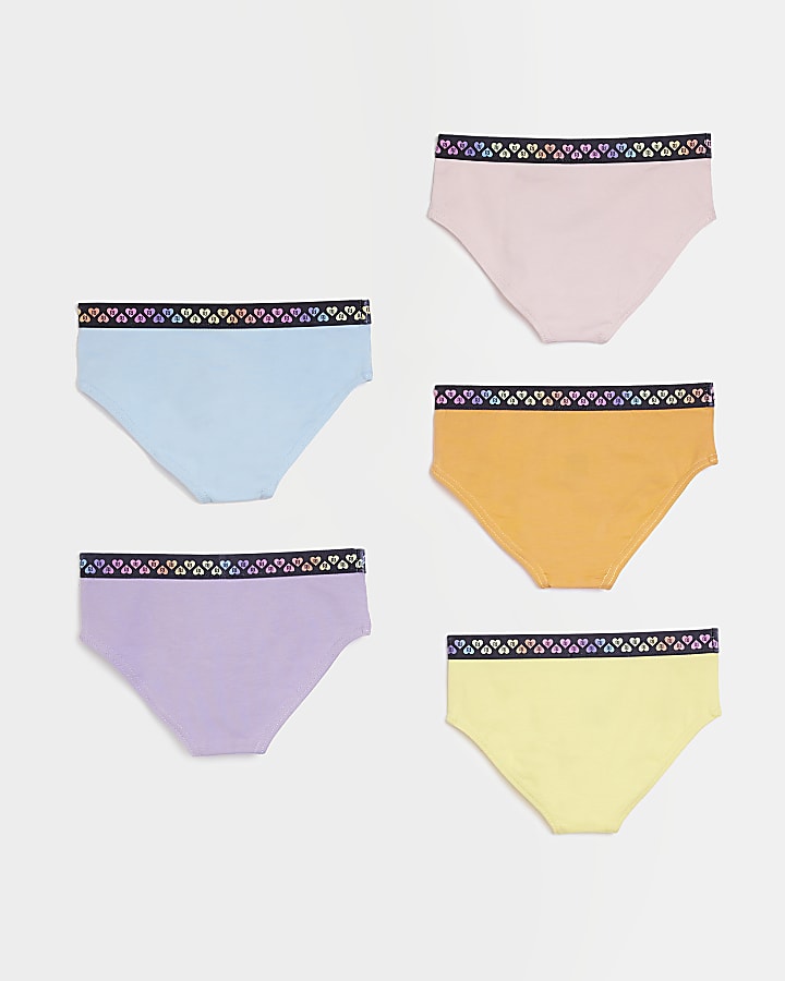 Girls pink multi-colour briefs 5 pack