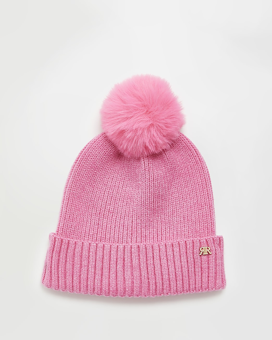 Girls pink neon beanie hat