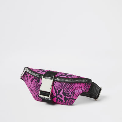 neon snake print bum bag