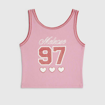 Girls Pink Number 97 Tank Top