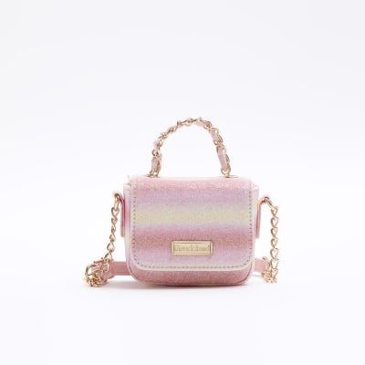 Girls pink ombre mini crossbody bag River Island