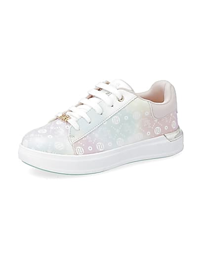 360 degree animation of product Girls pink ombre monogram plimsoles frame-1