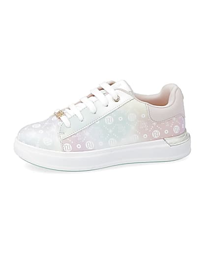 360 degree animation of product Girls pink ombre monogram plimsoles frame-2
