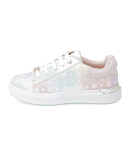 360 degree animation of product Girls pink ombre monogram plimsoles frame-3