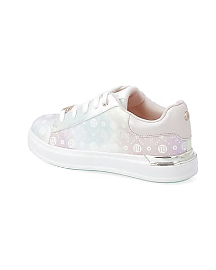 360 degree animation of product Girls pink ombre monogram plimsoles frame-5