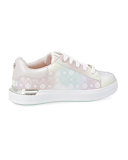 360 degree animation of product Girls pink ombre monogram plimsoles frame-14