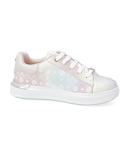 360 degree animation of product Girls pink ombre monogram plimsoles frame-16