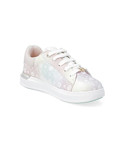 360 degree animation of product Girls pink ombre monogram plimsoles frame-18