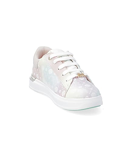 360 degree animation of product Girls pink ombre monogram plimsoles frame-19