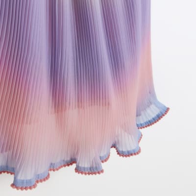 Girls pink ombre pleated sheer beach dress