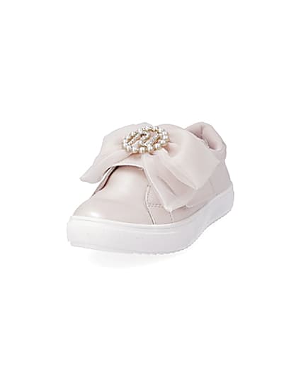 360 degree animation of product Girls pink organza bow embellished trainers frame-23