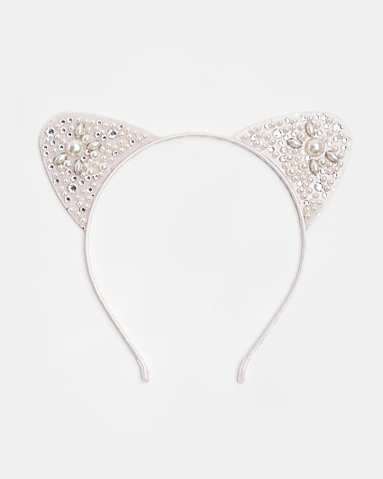 Girls pink pearl cat ears
