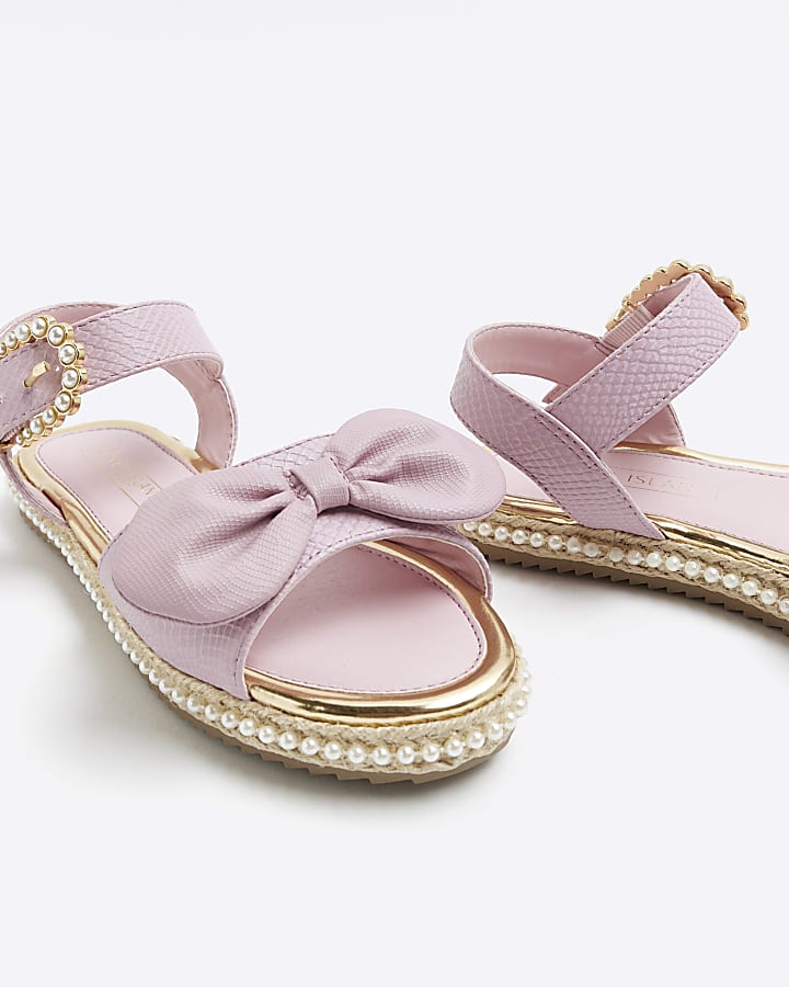 Girls Pink Pearl Embellished Sandals