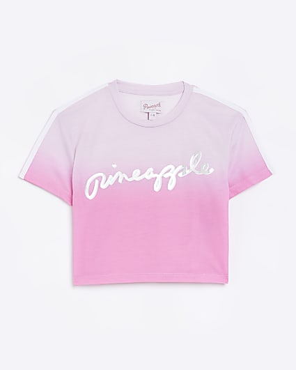 Girls Pink Pineapple Ombre Cami T-shirt