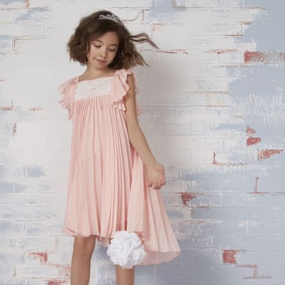 pleated flower girl dress