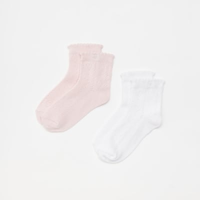 Girls pointelle ankle Socks 2 pack River Island Girls Clothing Underwear Socks 