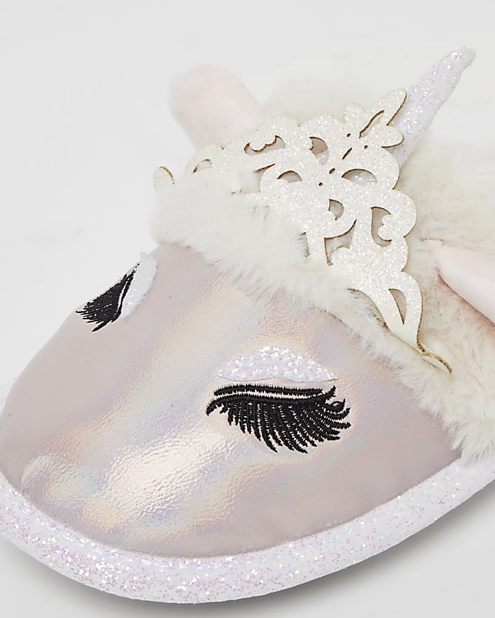 Girls pink princess unicorn slippers
