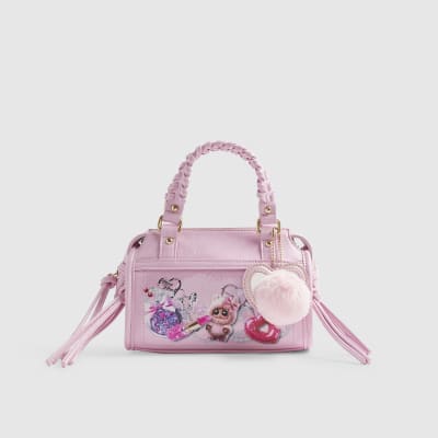 Girls Pink Printed Cross Body Bag