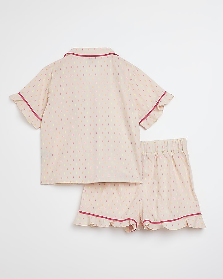 Girls pink printed pyjama set