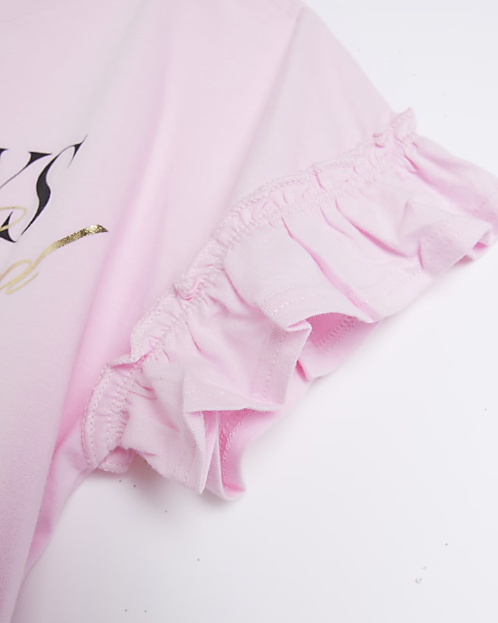 Girls pink printed t-shirt and leggings set