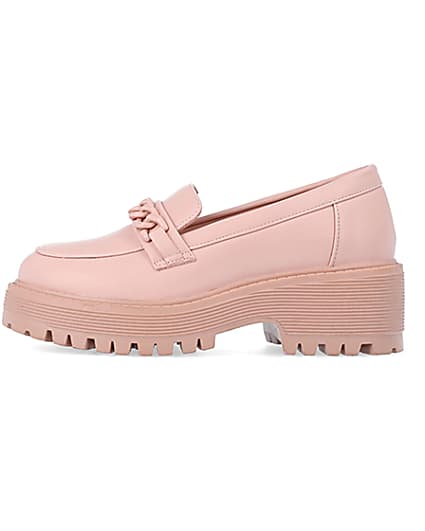 360 degree animation of product Girls Pink PU Chain Loafers frame-3