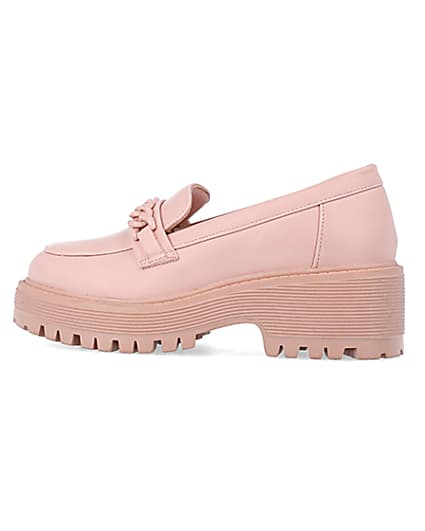 360 degree animation of product Girls Pink PU Chain Loafers frame-4