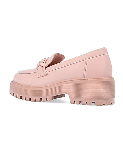 360 degree animation of product Girls Pink PU Chain Loafers frame-5