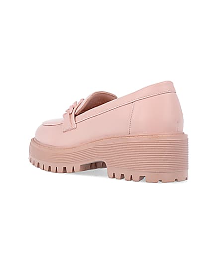 360 degree animation of product Girls Pink PU Chain Loafers frame-6