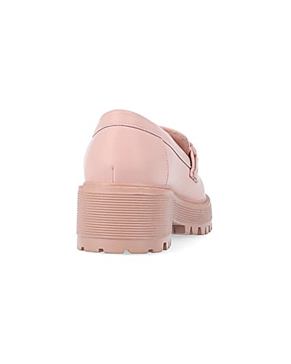 360 degree animation of product Girls Pink PU Chain Loafers frame-10
