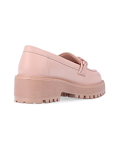 360 degree animation of product Girls Pink PU Chain Loafers frame-12