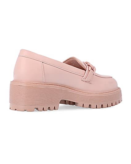 360 degree animation of product Girls Pink PU Chain Loafers frame-13