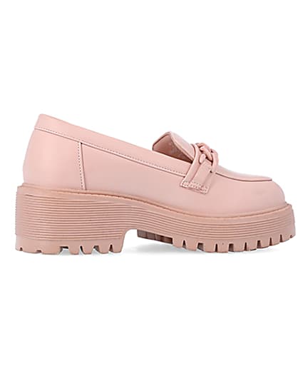 360 degree animation of product Girls Pink PU Chain Loafers frame-14