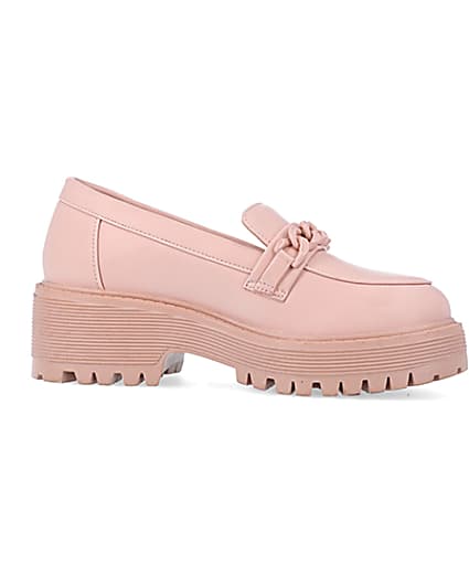 360 degree animation of product Girls Pink PU Chain Loafers frame-16