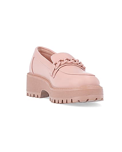 360 degree animation of product Girls Pink PU Chain Loafers frame-19