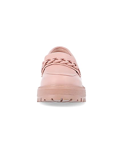 360 degree animation of product Girls Pink PU Chain Loafers frame-21