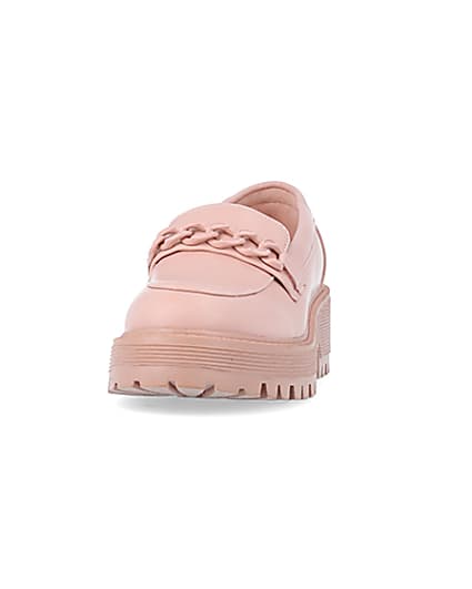 360 degree animation of product Girls Pink PU Chain Loafers frame-22
